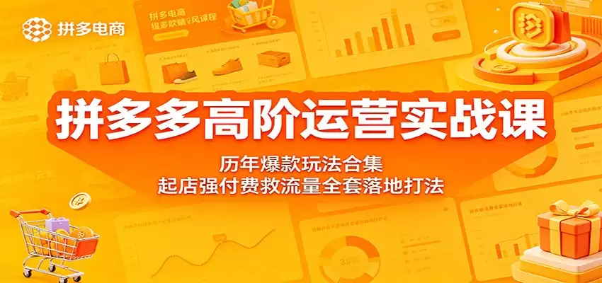 拼多多高阶运营实战课：历年爆款玩法合集，起店强付费救流量全套落地打法-尊多创业网