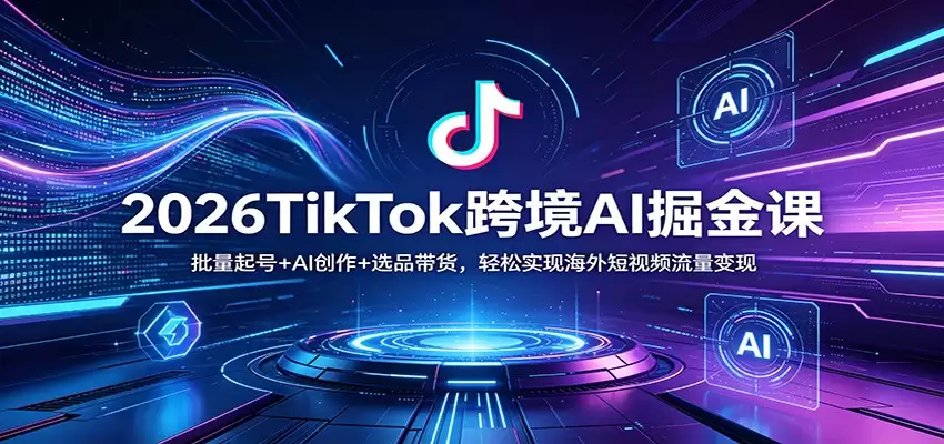 2026TikTok跨境AI掘金课：批量起号+AI创作+选品带货，轻松实现海外短视频流量变现-尊多创业网