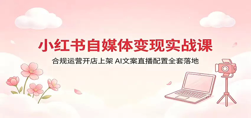 小红书自媒体变现实战课：合规运营开店上架，AI文案直播配置全套落地-尊多创业网