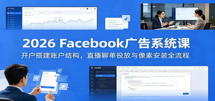 2026 Facebook广告系统课：开户搭建账户结构，直播聊单投放与像素安装全流程-尊多创业网