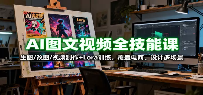 AI图文视频全技能课：生图/改图/视频制作+Lora训练，覆盖电商 、设计多场景-尊多创业网