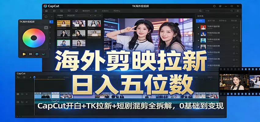海外剪映拉新日入五位数：CapCut开白+TK拉新+短剧混剪全拆解，0基础到变现-尊多创业网