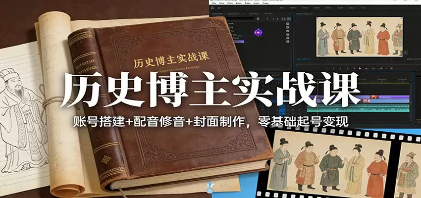 历史博主实战课：账号搭建+配音修音+封面制作，零基础起号变现-尊多创业网