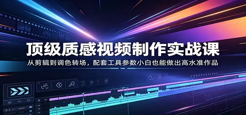 顶级质感视频制作实战课：从剪辑到调色转场，配套工具参数小白也能做出高水准作品-尊多创业网