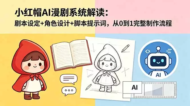 （18612期）小红帽AI漫剧系统解读：剧本设定+角色设计+脚本提示词，从0到1完整制作流程-尊多创业网