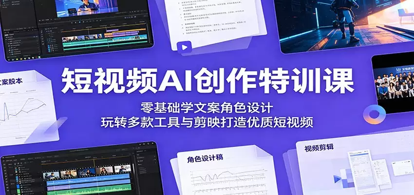 短视频AI创作特训课：零基础学文案角色设计，玩转多款工具与剪映打造优质短视频-尊多创业网