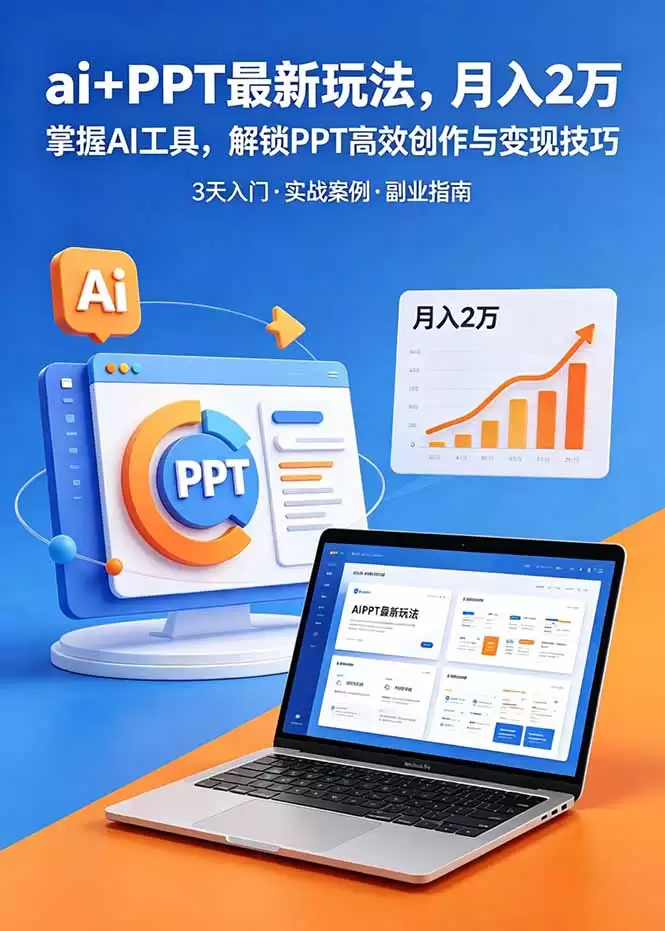 （18881期）ai+PPT最新玩法，月入2万掌握AI工具，解锁PPT高效创作与变现技巧3天入门，实战案例·副业指南-尊多创业网