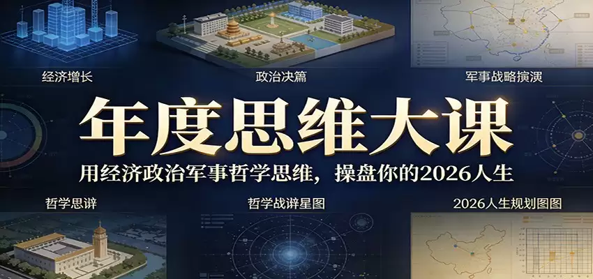 年度思维大课，用经济政治军事哲学思维，操盘你的2026人生-尊多创业网