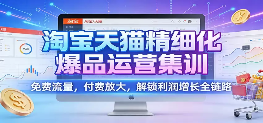 淘宝天猫精细化爆品运营集训：免费流量，付费放大，解锁利润增长全链路-尊多创业网