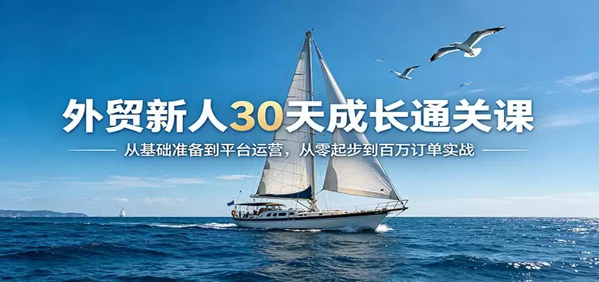 外贸新人30天成长通关课：从基础准备到平台运营，从零起步到百万订单实战-尊多创业网