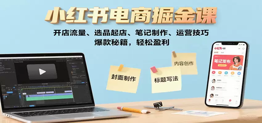 小红书电商掘金课：开店流量、选品起店、笔记制作、运营技巧，爆款秘籍，轻松盈利-尊多创业网