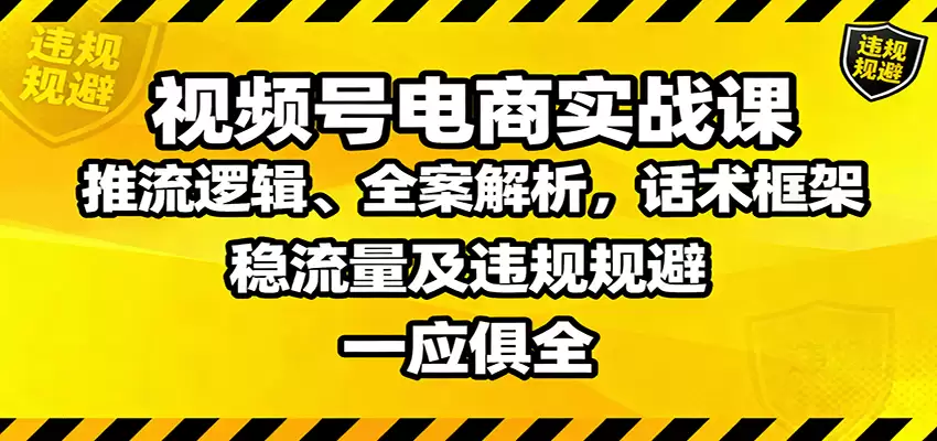 视频号电商实战课：推流逻辑、全案解析，话术框架，稳流量及违规规避等-尊多创业网
