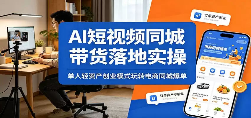 AI短视频同城带货落地实操：单人轻资产创业模式玩转电商同城爆单-尊多创业网