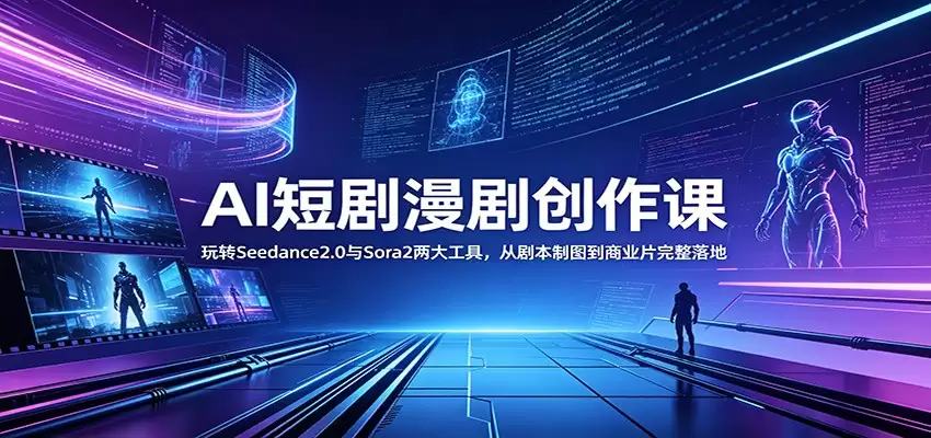 AI短剧漫剧创作课：玩转Seedance2.0与 Sora2两大工具，从剧本制图到商业片完整落地-尊多创业网