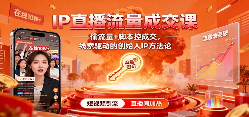 IP直播流量成交课：偷流量+脚本控成交，线索驱动的创始人IP方法论-尊多创业网