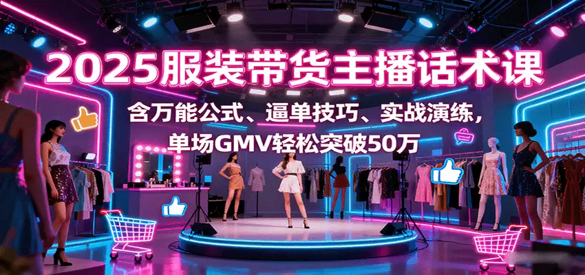 2025服装带货主播话术课，含万能公式、逼单技巧、实战演练，单场GMV轻松突破50万-尊多创业网