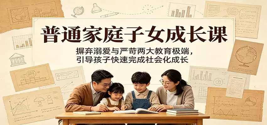 普通家庭子女成长课：摒弃溺爱与严苛两大教育极端，引导孩子快速完成社会化成长-尊多创业网