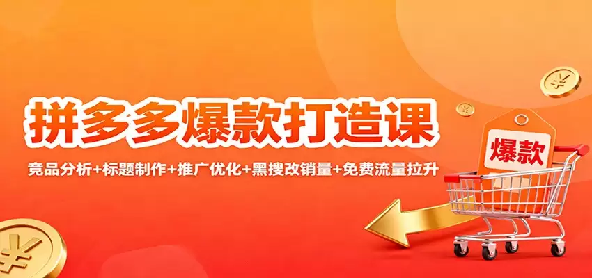 拼多多爆款打造课：竞品分析+标题制作+推广优化+黑搜改销量+免费流量拉升-尊多创业网