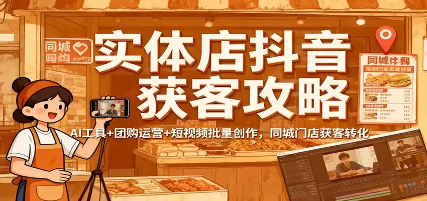 实体店抖音获客攻略：AI工具+团购运营+短视频批量创作，同城门店获客转化-尊多创业网
