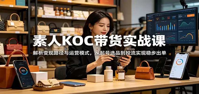 素人KOC带货实战课：解析变现路径与运营模式，从起号选品到投流实现稳步出单-尊多创业网