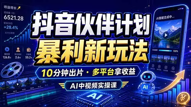 （18869期）抖音伙伴计划最新玩法，无需配音剪辑，10分钟出一条原创视频，轻松日入三位数-尊多创业网