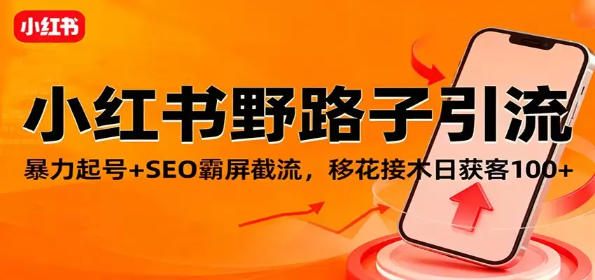 小红书野路子引流，暴力起号+SEO霸屏截流，移花接木日获客100+-尊多创业网