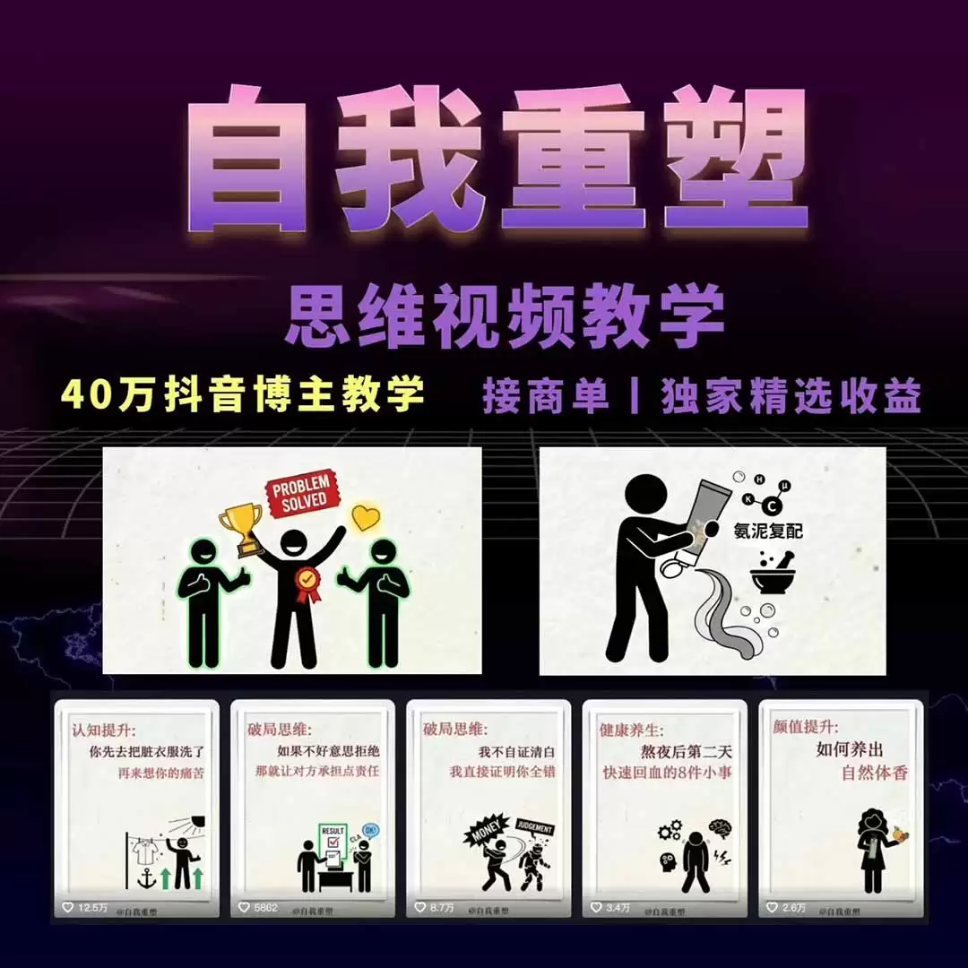 （18403期）40w博主自我重塑AI思维动画教程，视频剪辑+抠图+音频+封面制作，接商单+独家精选收益-尊多创业网