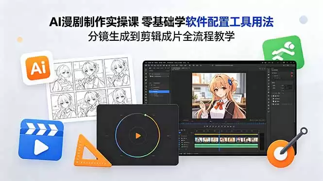 （18605期）AI漫剧制作实操课 零基础学软件配置工具用法 分镜生成到剪辑成片全流程教学-尊多创业网
