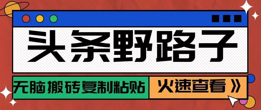 头条单账号日收益300+野路子玩法赛道，无脑搬砖复制粘贴，保姆级教程-尊多创业网