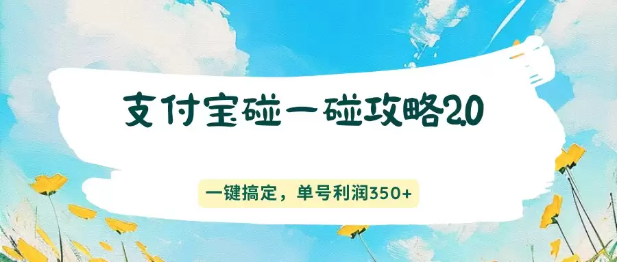 支付宝碰一碰攻略2.0，一键搞定，单号利润350+-尊多创业网