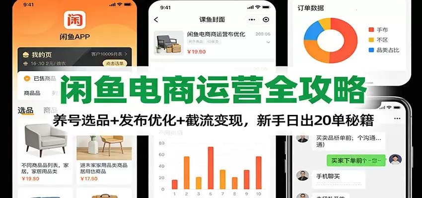 闲鱼电商运营全攻略：养号选品+发布优化+截流变现，新手日出20单秘籍-尊多创业网