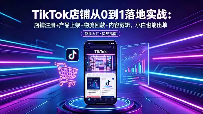 （18862期）TikTok店铺从0到1落地实战：店铺注册+产品上架+物流回款+内容剪辑，小白也能出单-尊多创业网