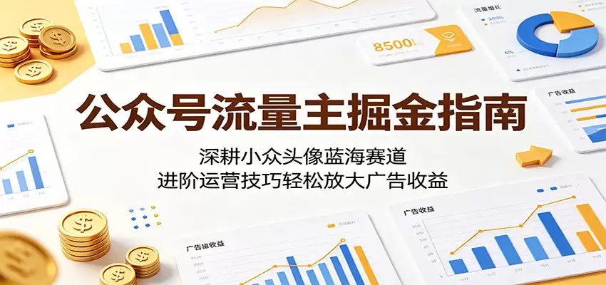 公众号流量主掘金指南：深耕小众头像蓝海赛道，进阶运营技巧轻松放大广告收益-尊多创业网