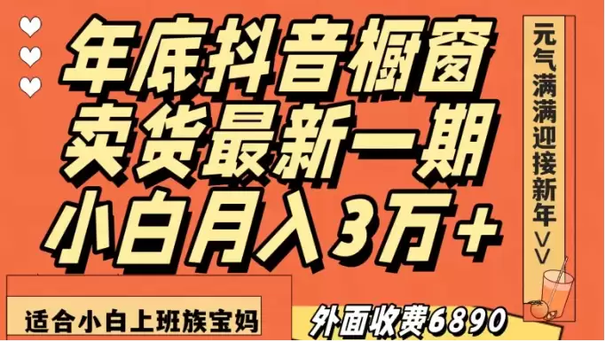 外面收费6890元年底抖音橱窗卖货最新一期，小白月入3万，适合小白上班族宝妈-尊多创业网