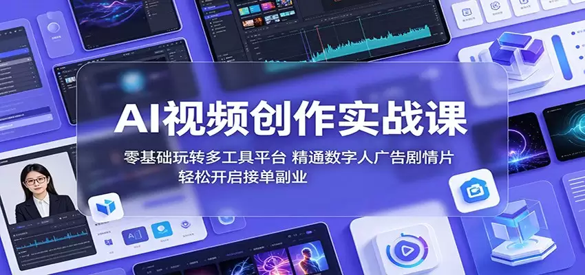 AI视频创作实战课：零基础玩转多工具平台，精通数字人广告、剧情片，轻松开启接单副业-尊多创业网