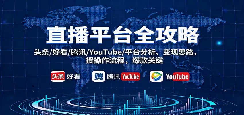 直播平台全攻略：头条/好看/腾讯/YouTube/平台分析、变现思路，授操作流程，爆款关键-尊多创业网