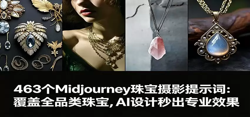 463个Midjourney珠宝摄影提示词：覆盖全品类珠宝，AI设计秒出专业效果-尊多创业网