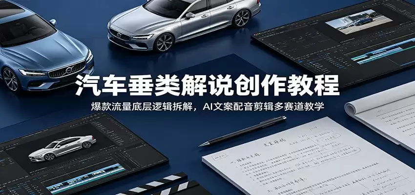汽车垂类解说创作教程：爆款流量底层逻辑拆解，AI文案配音剪辑多赛道教学-尊多创业网