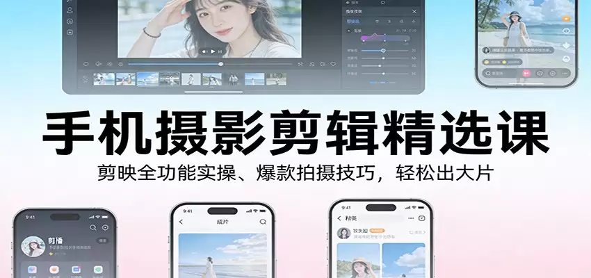 手机摄影剪辑精选课：剪映全功能实操、爆款拍摄技巧，轻松出大片-尊多创业网