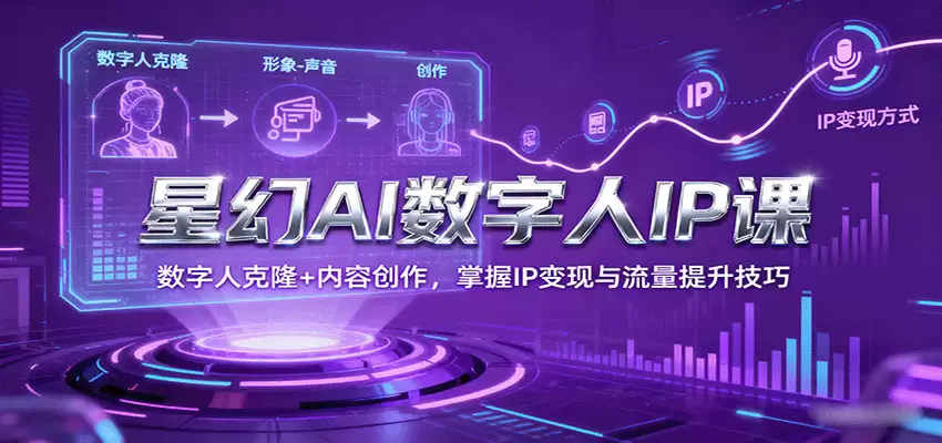 星幻AI数字人IP课，数字人克隆+内容创作，掌握IP变现与流量提升技巧-尊多创业网