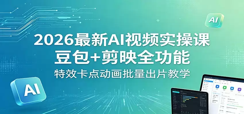 2026最新AI视频实操课：豆包+剪映全功能，特效卡点动画批量出片教学-尊多创业网