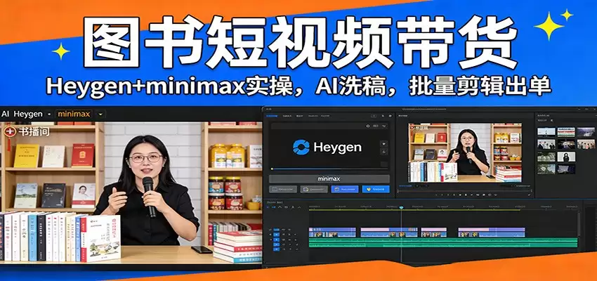 图书短视频带货：Heygen+minimax实操，AI洗稿 ，批量剪辑出单-尊多创业网