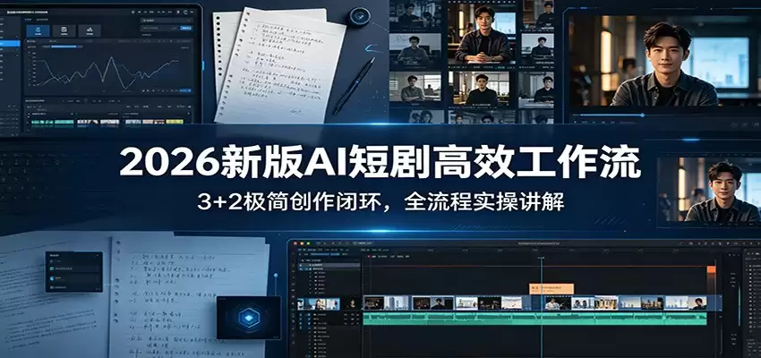 2026新版AI短剧高效工作流：3+2极简创作闭环，全流程实操讲解-尊多创业网
