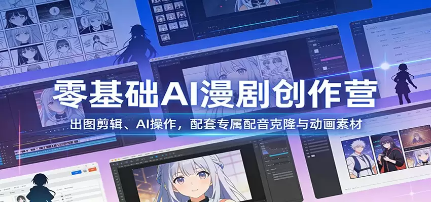 零基础AI漫剧创作营：出图剪辑、AI操作，配套专属配音克隆与动画素材-尊多创业网