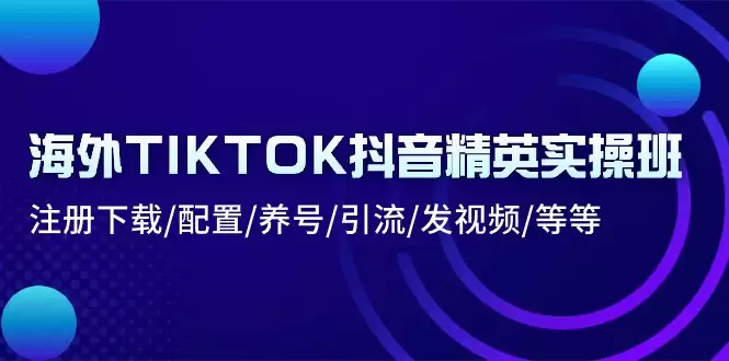 海外TIKTOK抖音精英实操班：注册下载/配置/养号/引流/发视频/等等-尊多创业网