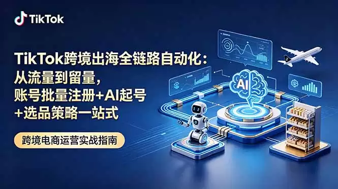 （18907期）TikTok跨境出海全链路自动化：从流量到留量，账号批量注册+AI起号+选品策略一站式-尊多创业网