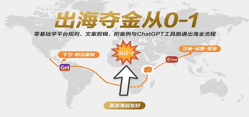出海夺金从0-1：零基础学平台规则、文案剪辑，附案例与ChatGPT工具跑通出海全流程-尊多创业网