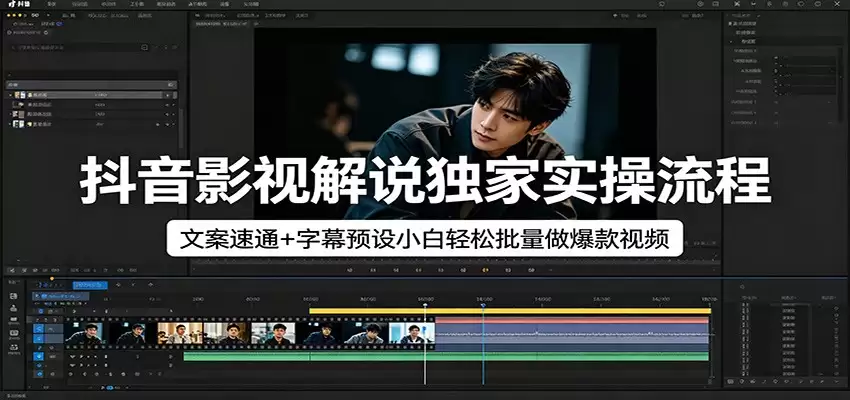 抖音影视解说独家实操流程，文案速通+字幕预设小白轻松批量做爆款视频-尊多创业网