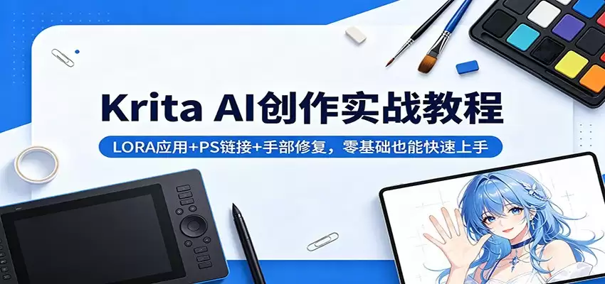 Krita AI创作实战教程：LORA应用+PS链接+手部修复，零基础也能快速上手-尊多创业网