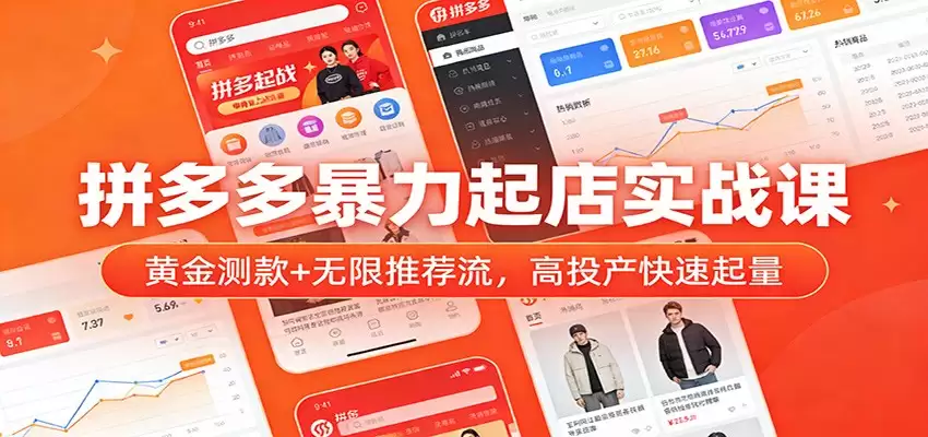 拼多多暴力起店实战课：黄金测款+无限推荐流，高投产快速起量-尊多创业网